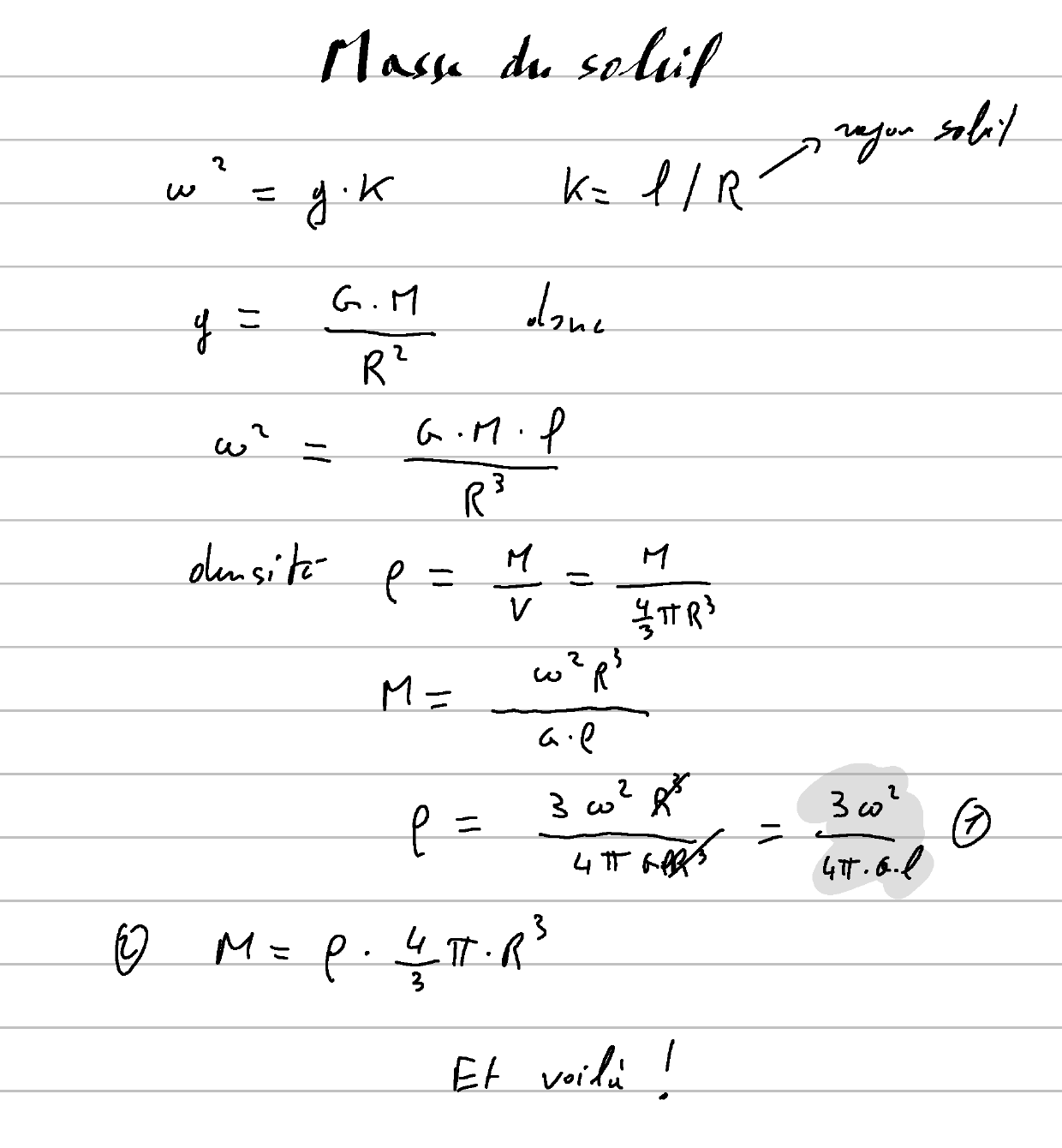 Handwritten computation: from the surface wave relation to the mean density of the Sun