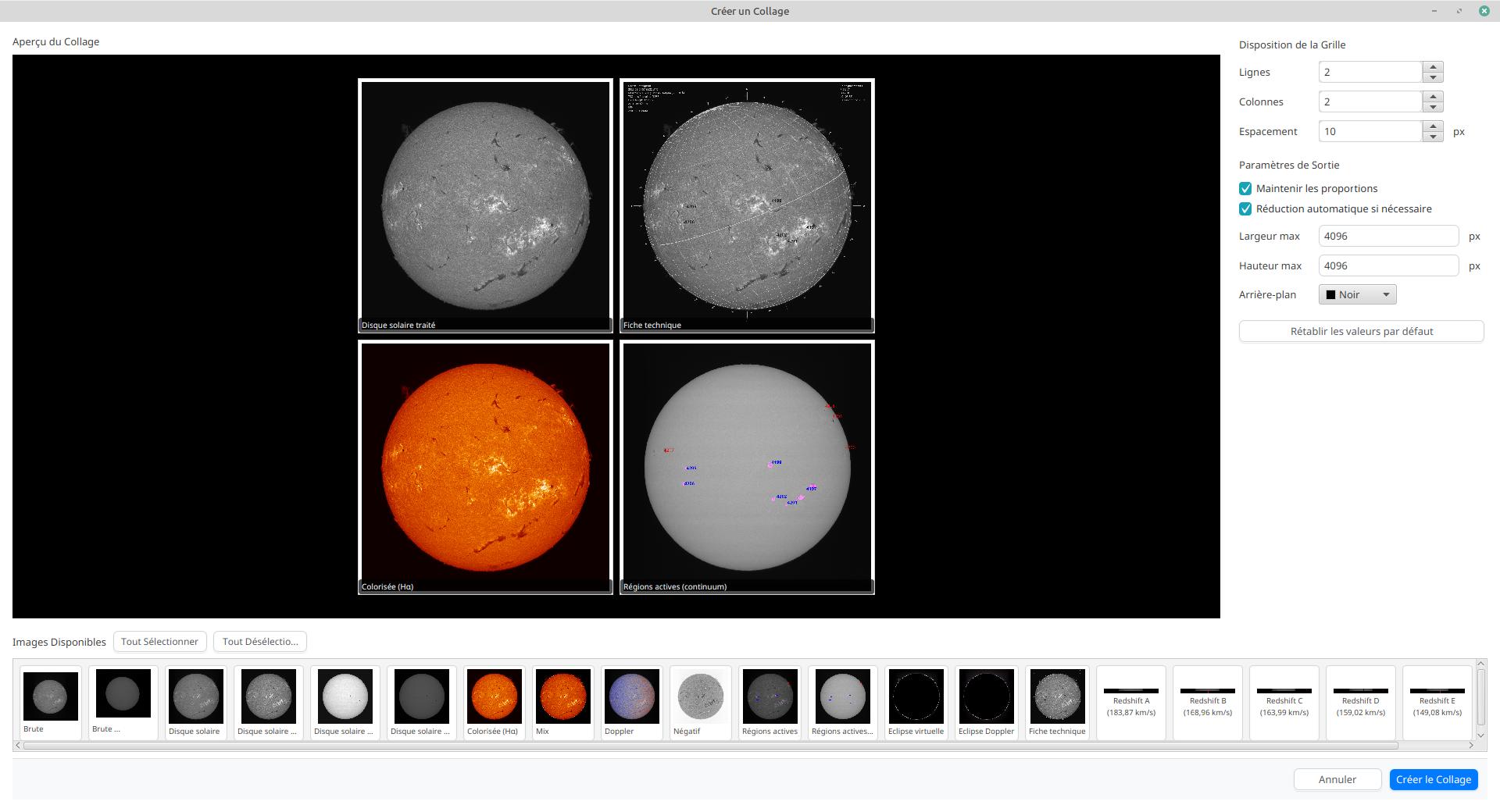 Interface de collage